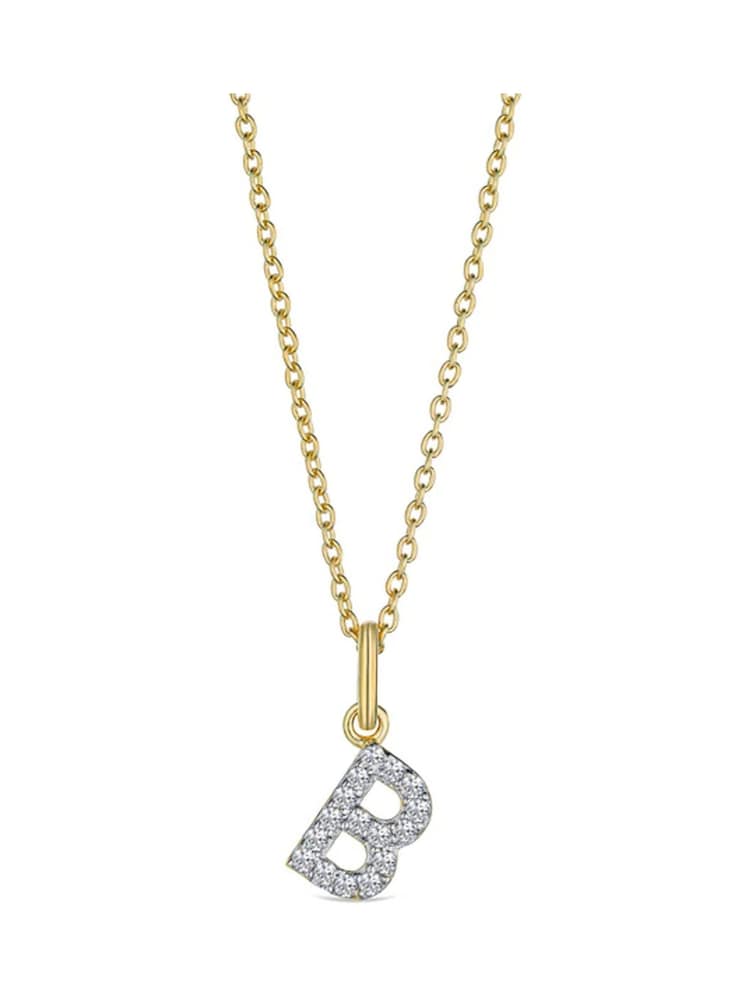 The Diamond Store White Love Letter Initial 0.10ct Lab Diamond Necklace in 18K Gold Vermeil - Image 1 of 4