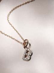 The Diamond Store White Love Letter Initial 0.10ct Lab Diamond Necklace in 18K Gold Vermeil - Image 4 of 4