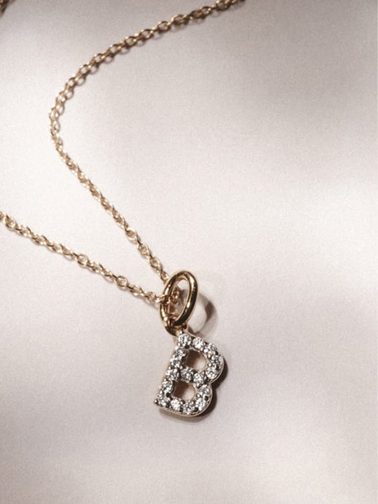 The Diamond Store White Love Letter Initial 0.10ct Lab Diamond Necklace in 18K Gold Vermeil - Image 4 of 4