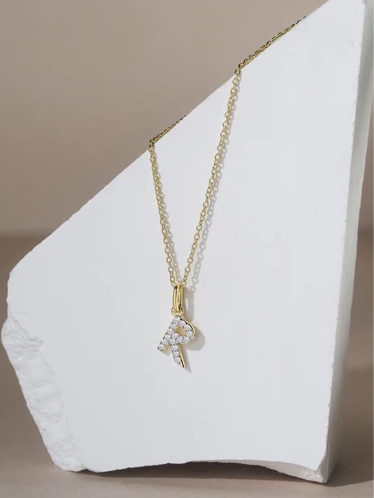 The Diamond Store White Love Letter Initial 0.10ct Lab Diamond Necklace in 18K Gold Vermeil - Image 2 of 2