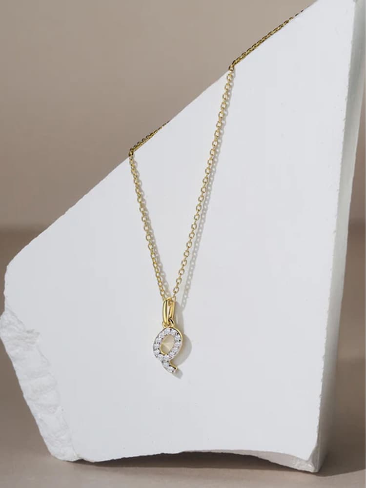 The Diamond Store White Love Letter Initial 0.10ct Lab Diamond Necklace in 18K Gold Vermeil - Image 2 of 2