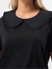 Preto - Yours Curve Peter Pan Lace Collar Top - Imagem 4 de 5