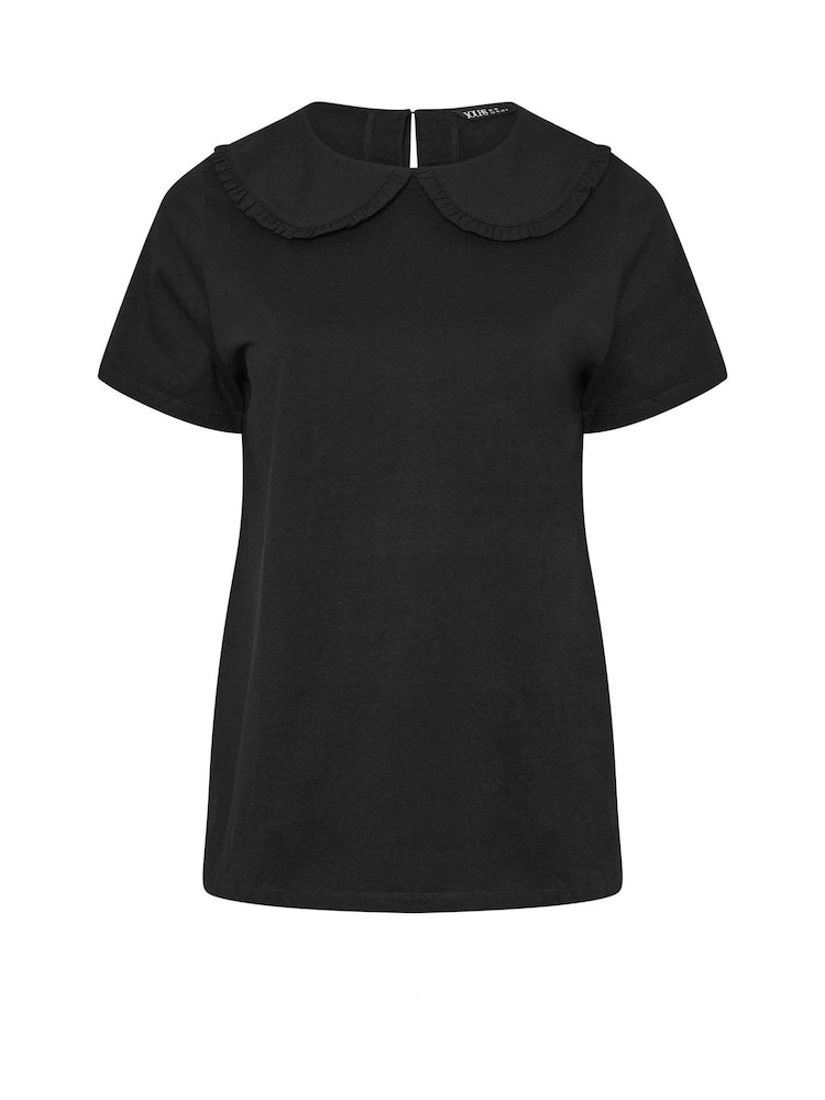 Preto - Yours Curve Peter Pan Lace Collar Top - Imagem 5 de 5