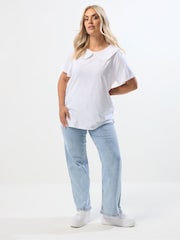 Yours Curve White Peter Pan Lace Collar Top - Image 2 of 5