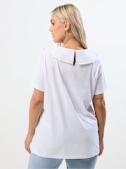 Yours Curve White Peter Pan Lace Collar Top - Image 3 of 5