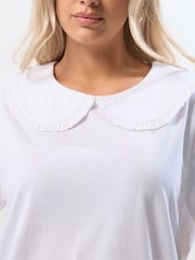 Yours Curve White Peter Pan Lace Collar Top - Image 4 of 5