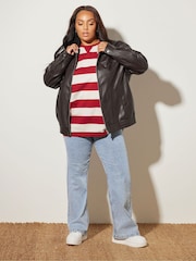 Jaqueta bomber Yours Curve com gola de PU - Imagem 2 de 5