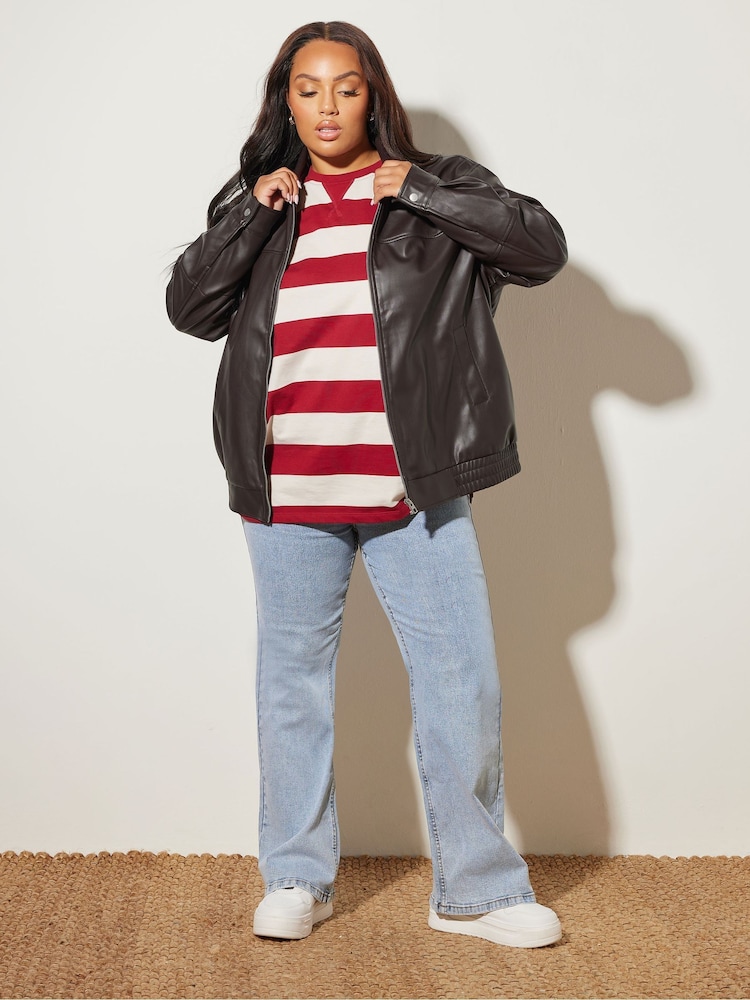 Jaqueta bomber Yours Curve com gola de PU - Imagem 2 de 5