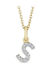 The Diamond Store White Love Letter Initial 0.10ct Lab Diamond Necklace in 18K Gold Vermeil - Image 1 of 4
