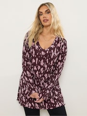 Yours Curve Purple Plisse Flute Tunic - Image 1 of 4