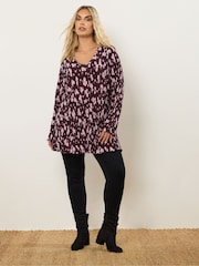 Yours Curve Purple Plisse Flute Tunic - Image 2 of 4