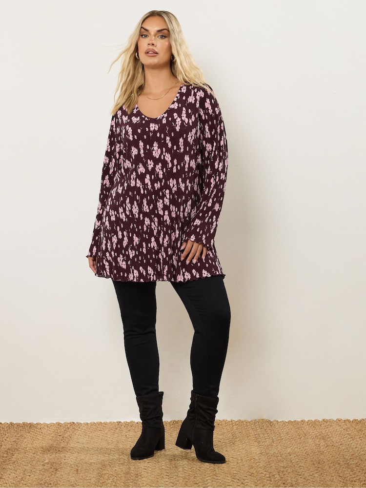 Yours Curve Purple Plisse Flute Tunic - Image 2 of 4
