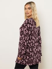 Yours Curve Purple Plisse Flute Tunic - Image 3 of 4