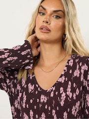 Yours Curve Purple Plisse Flute Tunic - Image 4 of 4