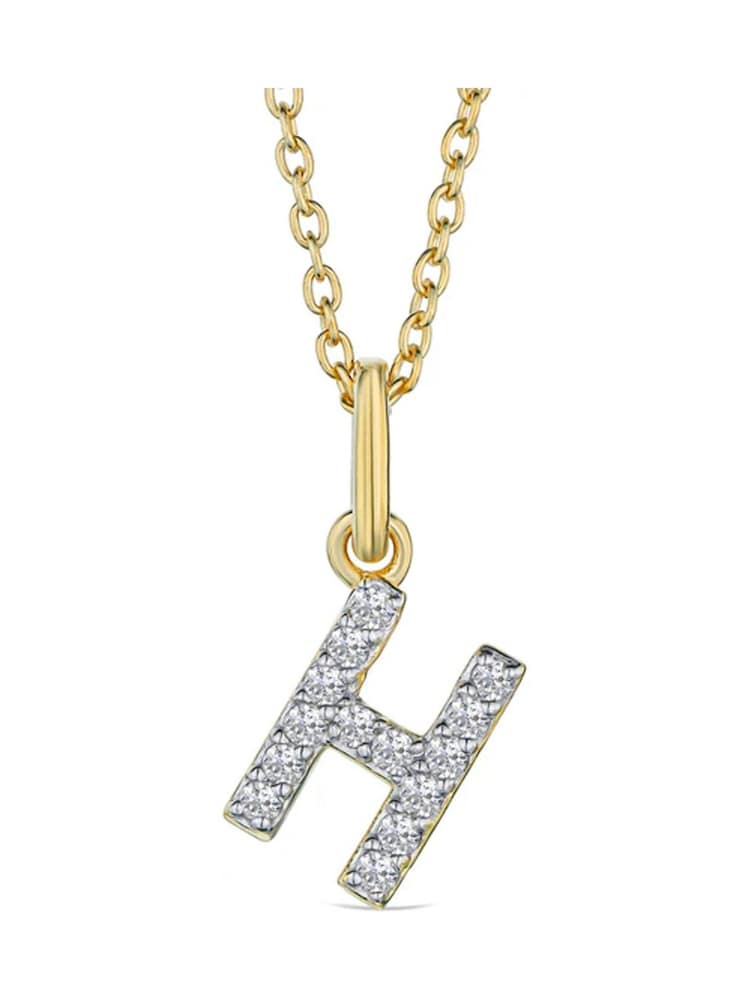 The Diamond Store White Love Letter Initial 0.10ct Lab Diamond Necklace in 18K Gold Vermeil - Image 1 of 2
