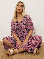 Yours Curve Pink Puff Bow Dress - Image 1 of 6
