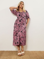 Yours Curve Pink Puff Bow Dress - Image 2 of 6