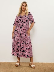 Yours Curve Pink Puff Bow Dress - Image 3 of 6