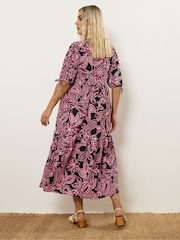 Yours Curve Pink Puff Bow Dress - Image 4 of 6