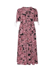 Yours Curve Pink Puff Bow Dress - Image 5 of 6