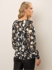 Long Tall Sally Black Scoop Neck Georgette Top - Image 3 of 5