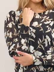 Long Tall Sally Black Scoop Neck Georgette Top - Image 4 of 5