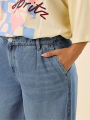 Yours Curve Blue Rigid Palazzo Jeans - Image 4 of 5