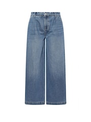 Yours Curve Blue Rigid Palazzo Jeans - Image 5 of 5