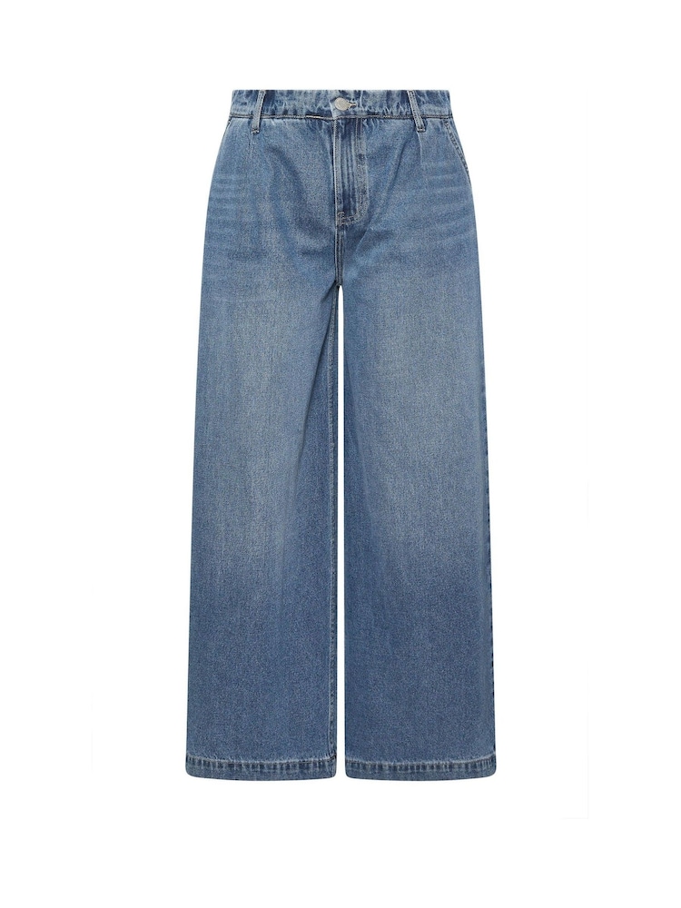 Yours Curve Blue Rigid Palazzo Jeans - Image 5 of 5 Yours Curve Blue Rigid Palazzo Jeans - Image 5 of 5