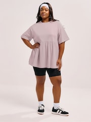 Yours Curve Pink Peplum Cotton Short Sleeve Top - Image 2 of 5