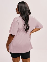 Yours Curve Pink Peplum Cotton Short Sleeve Top - Image 3 of 5