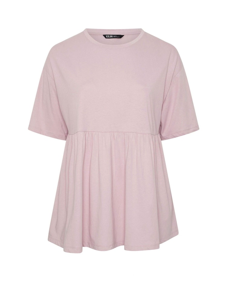 Yours Curve Pink Peplum Cotton Short Sleeve Top - Image 5 of 5
