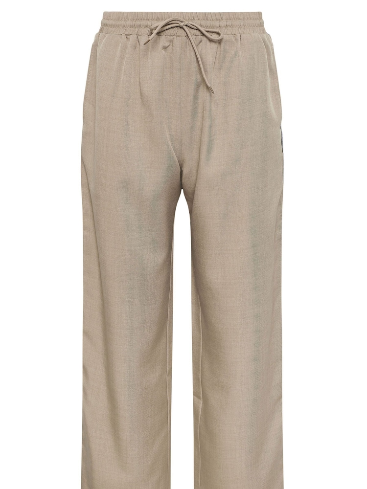 PixieGirl Petite Natural Pull On Side Stripe Wide Leg Trousers - Image 5 of 5