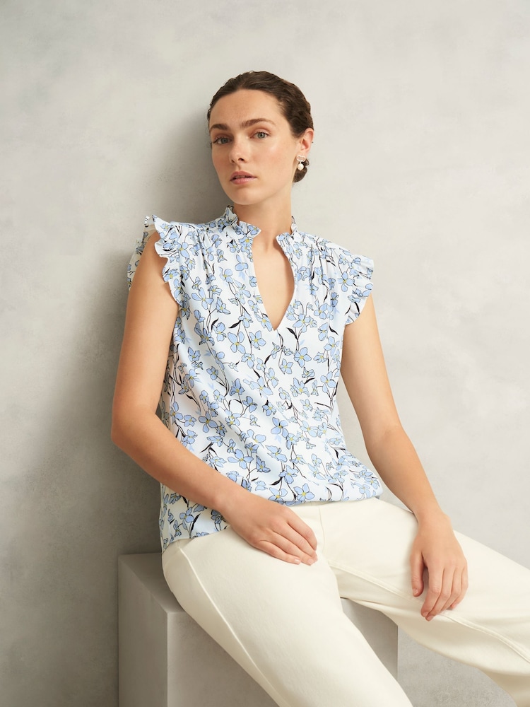 Hobbs Blue Jules Top - Image 1 of 4 Hobbs Blue Jules Top - Image 1 of 4