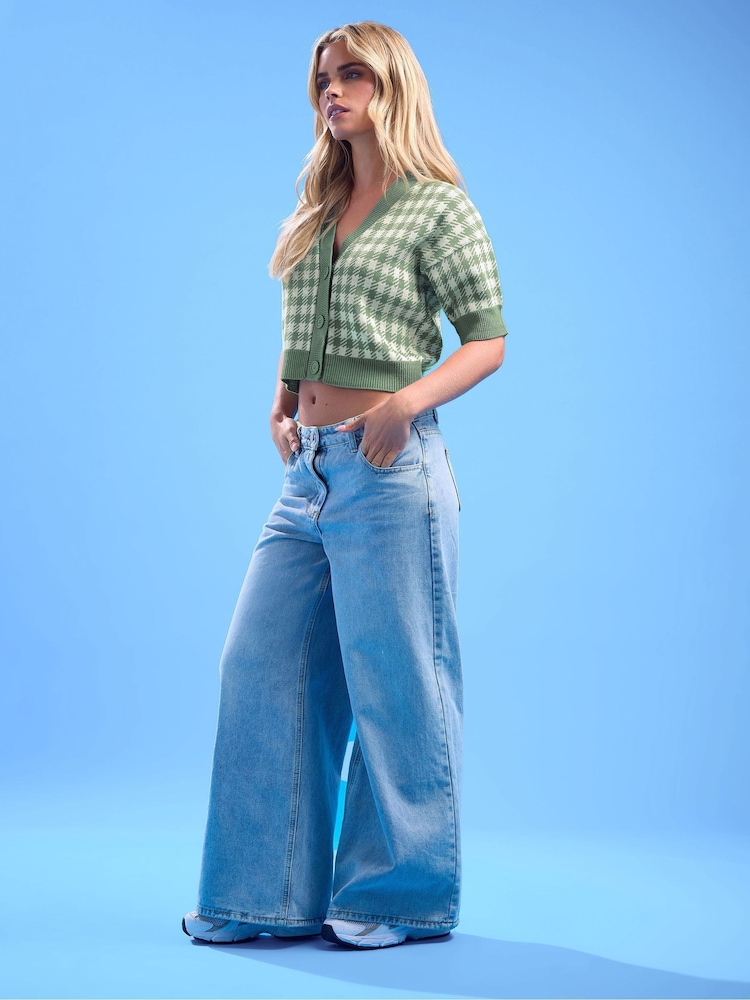PixieGirl Petite Green Short Sleeve Gingham Cardigan - Image 2 of 5