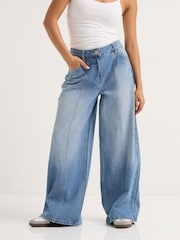 PixieGirl Petite Blue Seam Front Wide Leg Jeans - Image 2 of 5