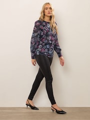 Long Tall Sally Black chrome Scoop Neck Georgette Top - Image 2 of 5
