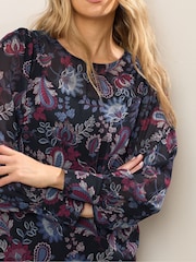 Long Tall Sally Black chrome Scoop Neck Georgette Top - Image 4 of 5