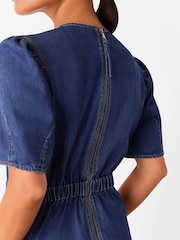 Whistles Blue Petite Midi Short Sleeve Dress - Image 5 of 5