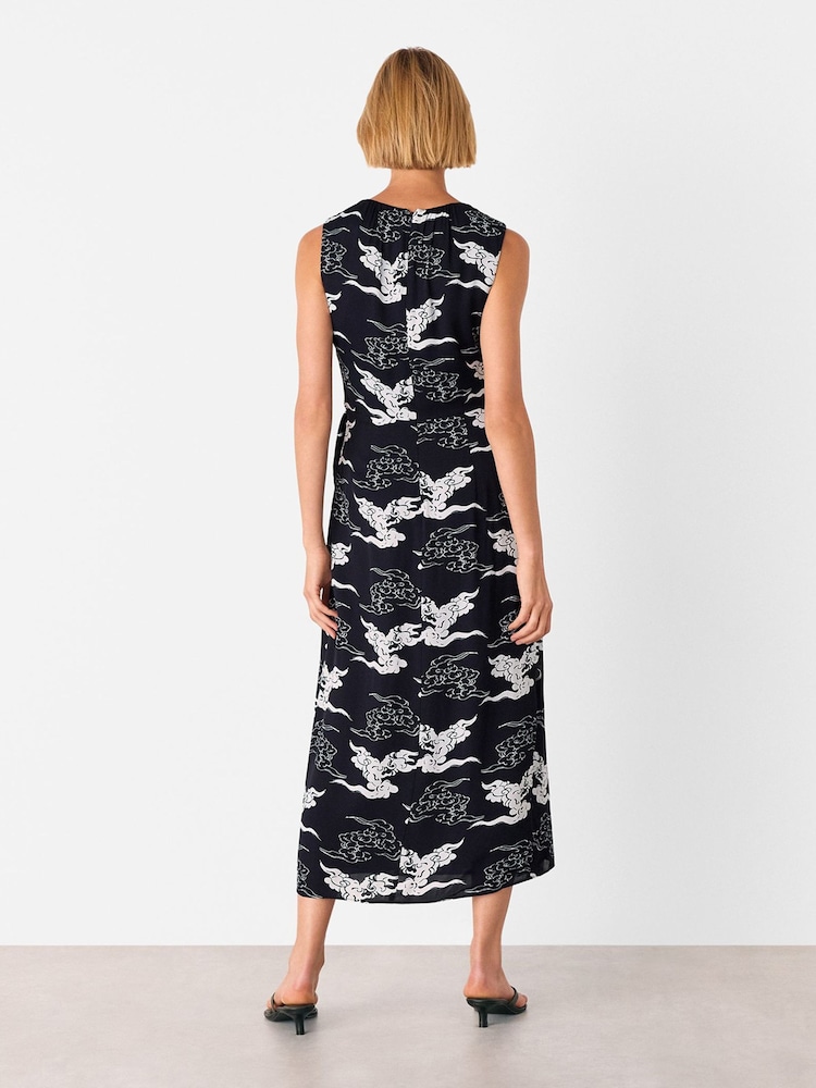 Vestido midi com amarração na cintura Whistles Cloud - Imagem 2 de 5