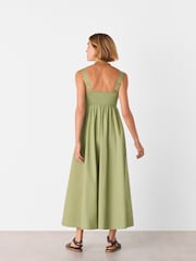 Whistles Green Cotton Midi Strappy Dress - Image 2 of 5