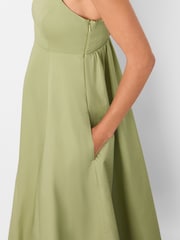 Whistles Green Cotton Midi Strappy Dress - Image 4 of 5