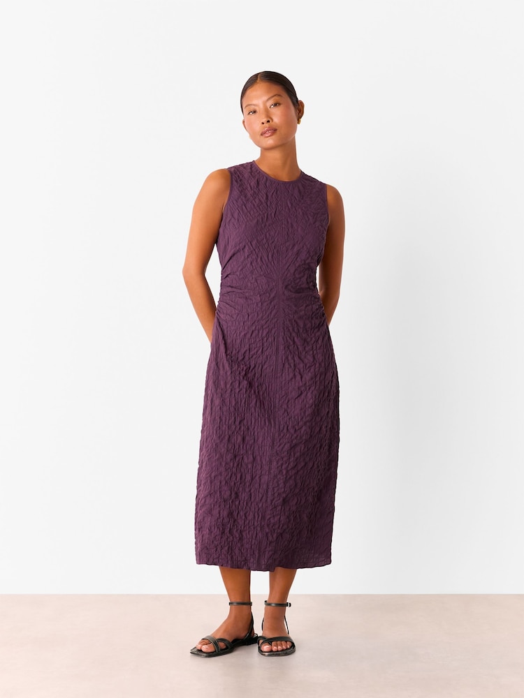 Whistles Purple Petite Lori Textured Midi Dress - Image 1 of 5