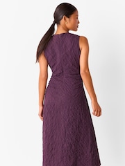 Whistles Purple Petite Lori Textured Midi Dress - Image 2 of 5