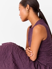 Whistles Purple Petite Lori Textured Midi Dress - Image 4 of 5