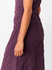 Whistles Purple Petite Lori Textured Midi Dress - Image 5 of 5