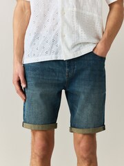 Green Tint Slim Fit Stretch Denim Shorts - Image 1 of 10