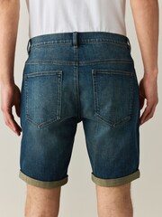 Green Tint Slim Fit Stretch Denim Shorts - Image 3 of 10