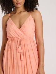 South Beach Coral Coral Sequin Detail Cami V-Neck Maxi Dress - Image 5 of 5