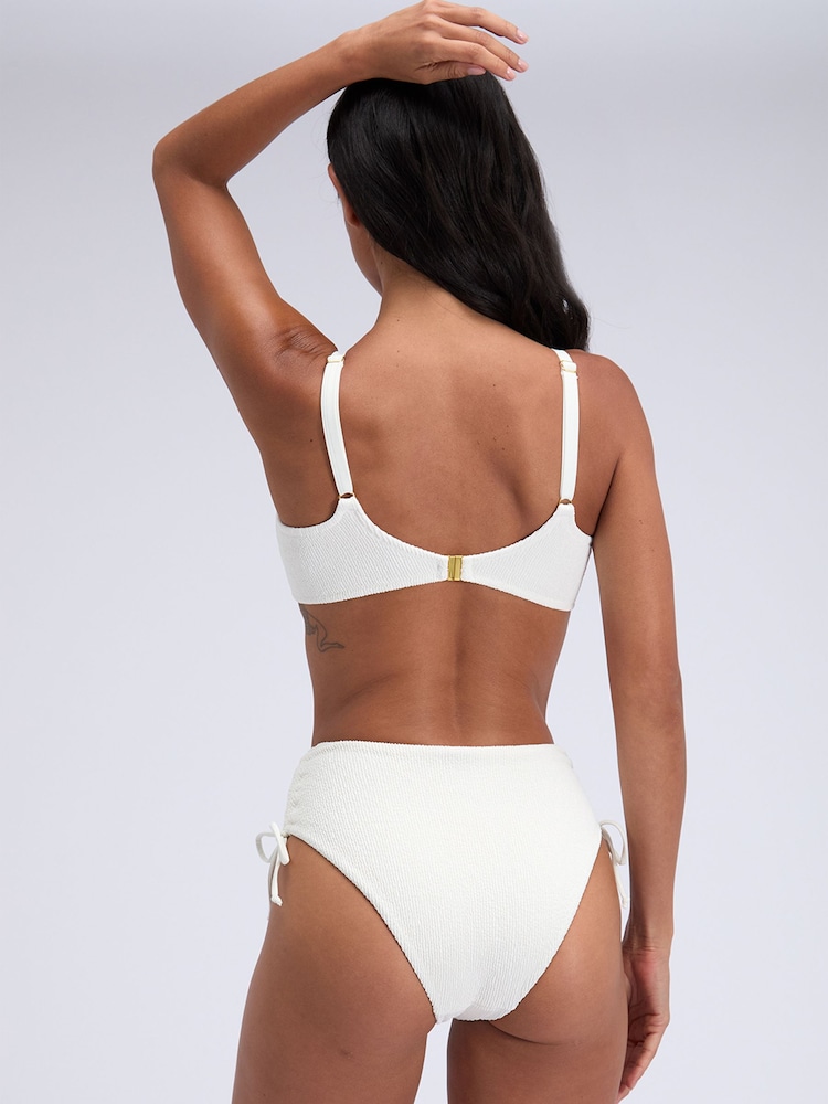 Boux Avenue Ibiza Texture Ruched High Waist Bikini Briefs - Image 4 of 4